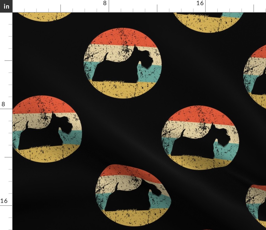 Retro Scottish Terrier Scottie Dog Icon Repeating Pattern Black