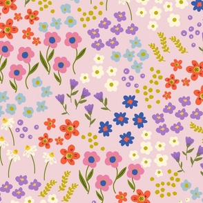 flower meadow on soft pink large scale