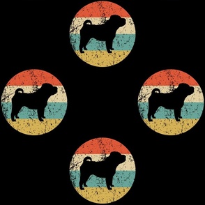 Retro Shar Pei Dog Icon Repeating Pattern Black