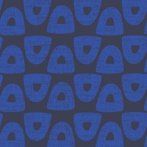 Textured Domes Geo Shapes Cobalt Blue Navy Black Arch Dome Mound Geometric Fabric