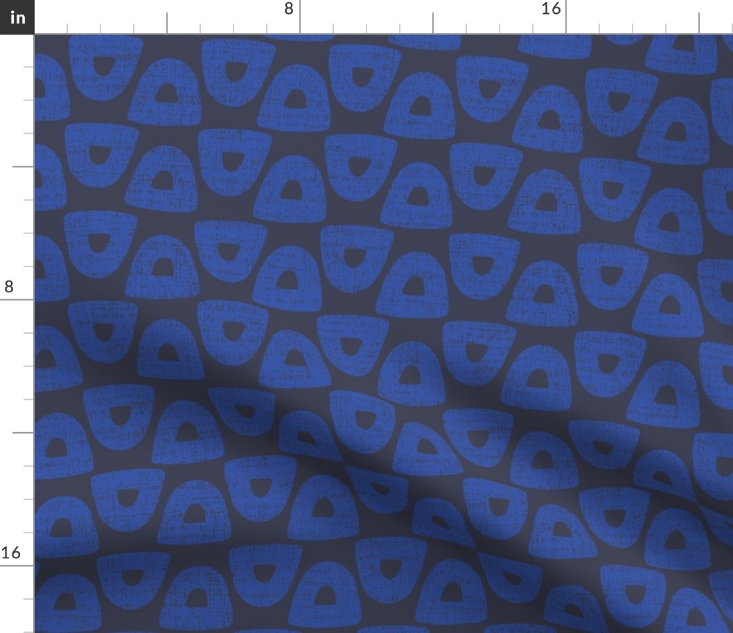 Textured Domes Geo Shapes Cobalt Blue Navy Black Arch Dome Mound Geometric Fabric