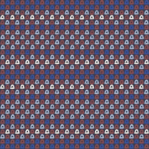 Checkerboard Domes Texture Geo Shapes Brown Sky Blue Navy Blue Arch Mound Geometric Fabric 