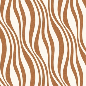 Organic Minimal Textured Wavy Vertical Stripes in Earthy Brown, Large Size