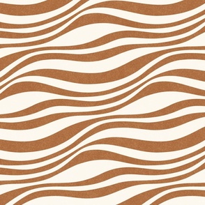 Organic Minimal Textured Wavy Horizontal Stripes in Earthy Brown, Large Size