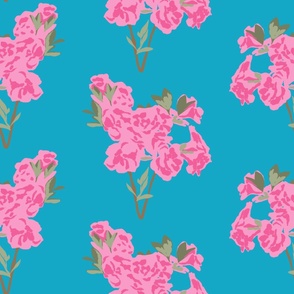Vibrant Rose Floral (Cyan) (Jumbo Scale)(24")