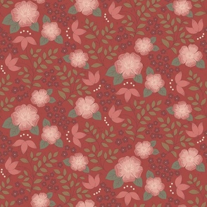 Wild Rose Reverie in Coral - Large Version
