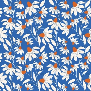 Floriography - White Coneflower - Cobalt Blue - M