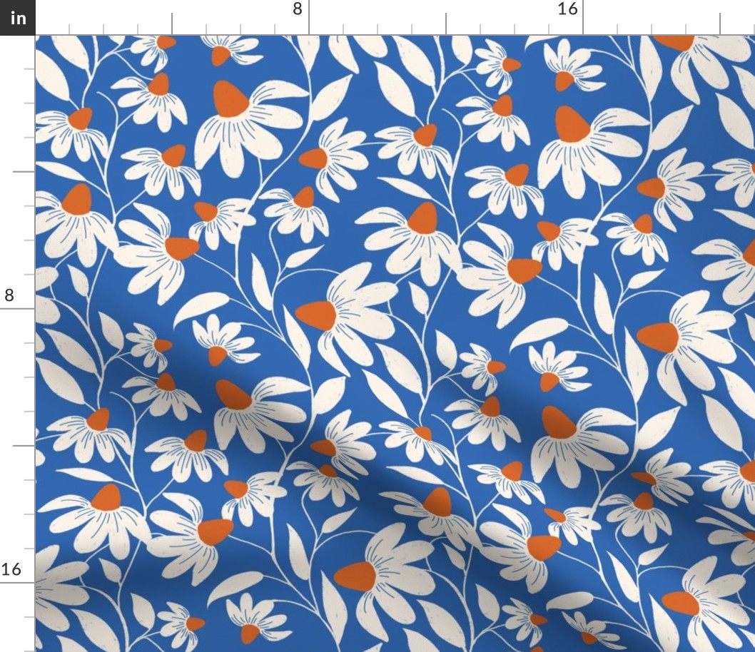 Floriography - White Coneflower - Cobalt Blue - M