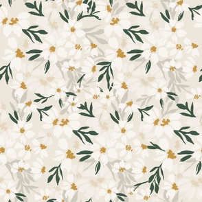 White Boho Floral (Jumbo/Oversized)(24")