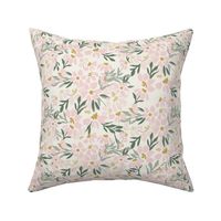 Large Pink Boho Floral (Pink, Beige, Yellow, and Green)(12")