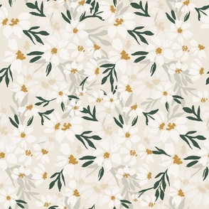 White Boho Floral (Large Scale)(10.5"/12")