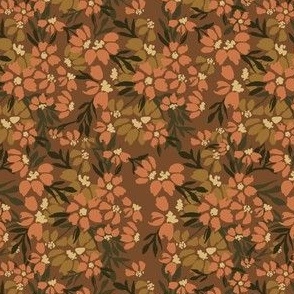 Retro Boho Floral (Brown)(Small Scale)(5.25"/6")