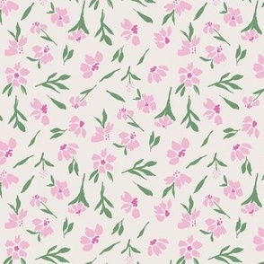 Tossed Boho Floral (Pink) (Small Scale)(5.25"/6")