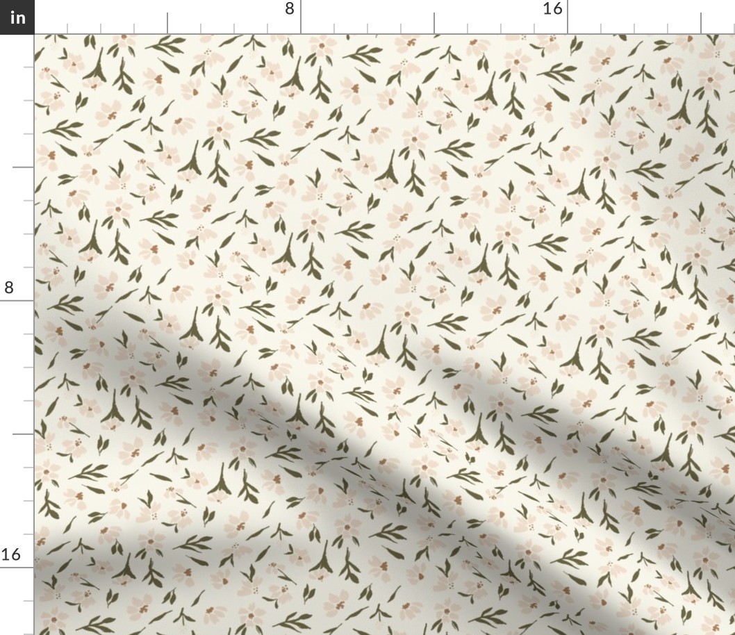 Soft Boho Floral (Beige)(Small Scale)(5.25"/6")