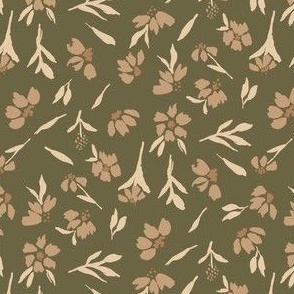 Desaturated Neutral Boho Floral (Small Scale)(Green)(5.25"/6")