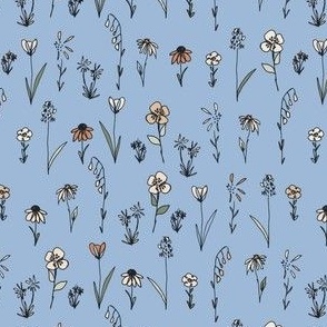 Inky Wildflower Sketches (Blue) (Small Scale) (5.25"/6")