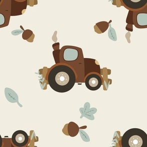 Farm Tractor (Brown and Beige) (Large Scale)(10.5"/12")