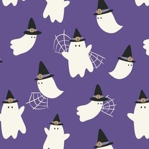 Small Cute Ghost in Witch Hat (Purple)(5.25"/6")