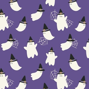Large Cute Ghost in Witch Hat (Purple)(12")