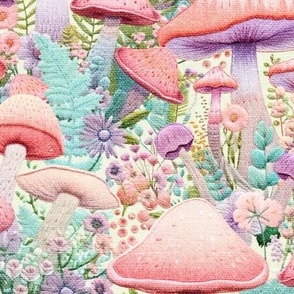 Embroidered Mushroom Fantasy (Medium Scale)