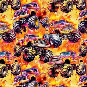 Flaming Monster Trucks (Small Scale)
