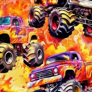 Flaming Monster Trucks (Medium Scale)
