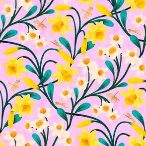 March Birth Flower Daffodil Pink Large Scale
