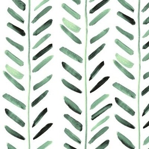 Medium Green Herringbone / Chevron / Leaf / Watercolor