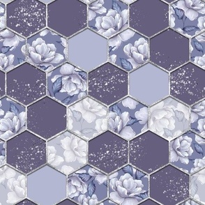 Hexagon pattern with flowers