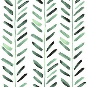 6" Green Herringbone / Watercolor / Leaf