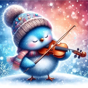 The beautiful bird plays the violin for you 