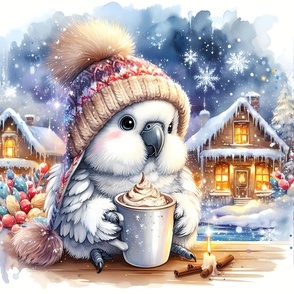 Hot chocolate winter bird
