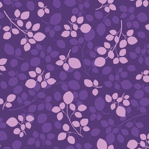 Minimalistic Tossed Style Three Leaves Branches in pink and purple ( medium scale )