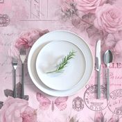French Romance Vintage Paris Ephemera, Flowers And Script Pastel Pink