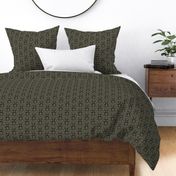 Mystical frog damask with moon and mushrooms - earthy green, mustard and cool grey - small