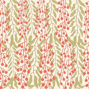 Lilly Pilly flowers - Australian flora - coral, off-white, olive green