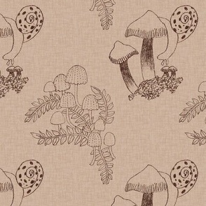 Mushroom Forest Part 3/Hand Drawn Mushrooms/Pencil Illustrations - Small Beige