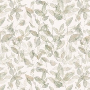 Small Grey and Brown Leaves / Green / Neutral