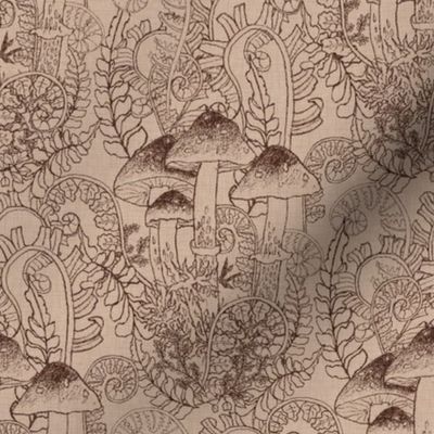Mushroom Forest Part 2/Hand Drawn Mushrooms/Pencil Illustrations - Medium Beige