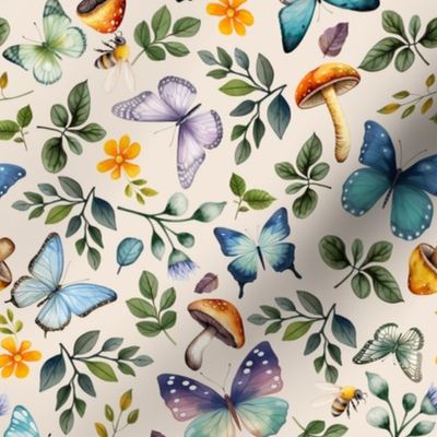 Wild Forest – Butterflies and Mushrooms (ivory) smaller