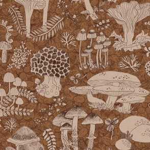 Mushroom Forest/Hand Drawn Mushrooms/Pencil Illustrations - Large