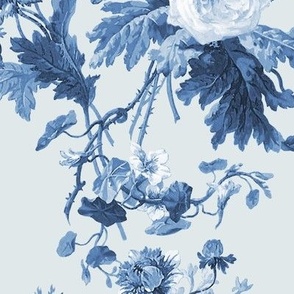 24" English Rose Floral Delft & Pastel Blue by Audrey Jeanne