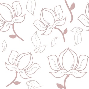 Hand Drawn Magnolias | Pink White
