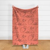 Sleeping Cats - Coral - Large