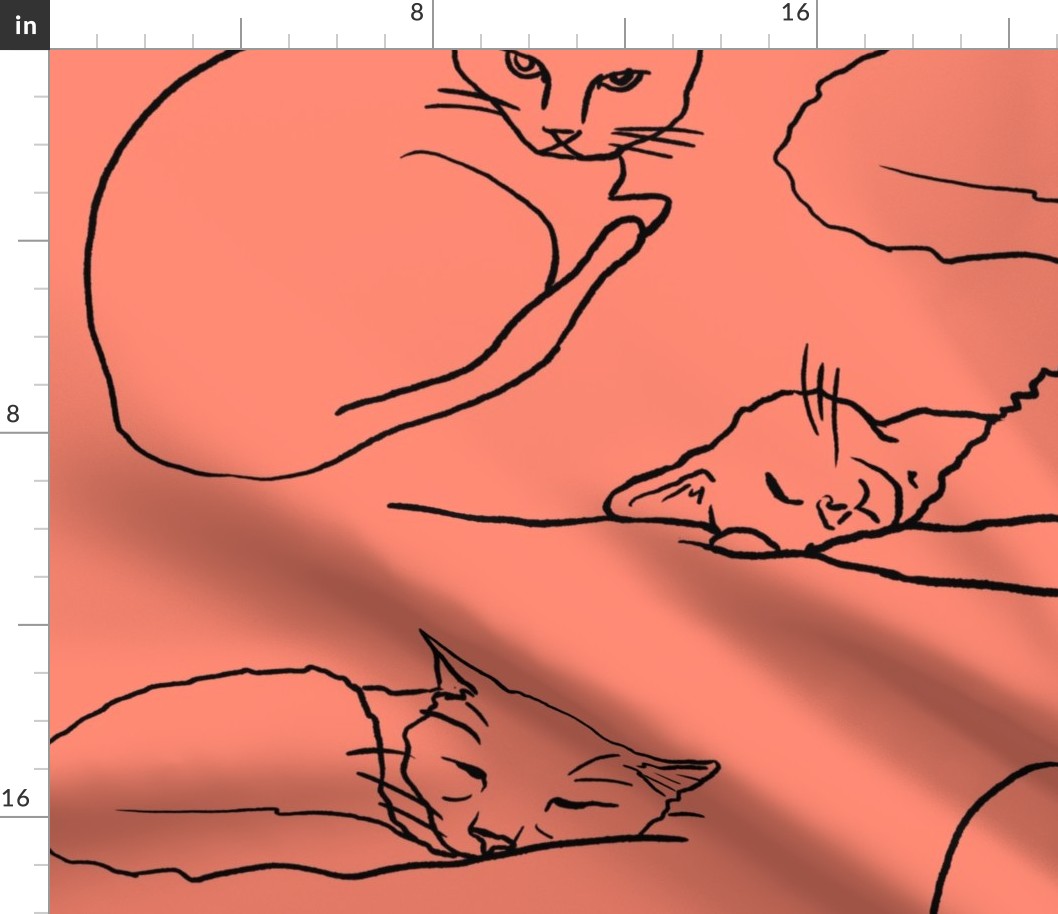 Sleeping Cats - Coral - Large