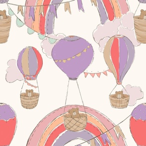 Hot Air Balloon Ride (Girly Pink and Purple) (Jumbo Scale) (24")