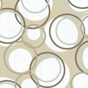 Modern Brown Green Dark Brown and White Circles on a Tan Brown Background 