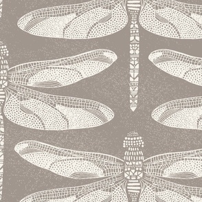 Bohemian geometric dragonfly with textured background | Jumbo Scale | Warm Brown, Creamy Beige