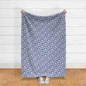 Block Print Daisy Floral in Dark Muted Blue