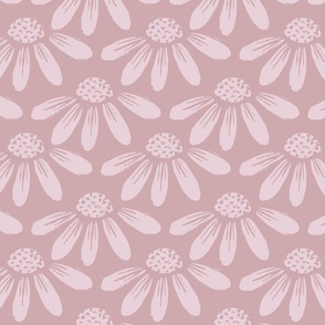 Block Print Daisy Floral in Dusty Rose